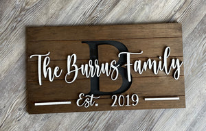 Family Name Plaque