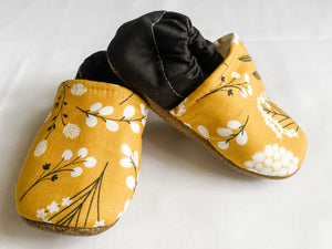 Mustard Floral Moccasins