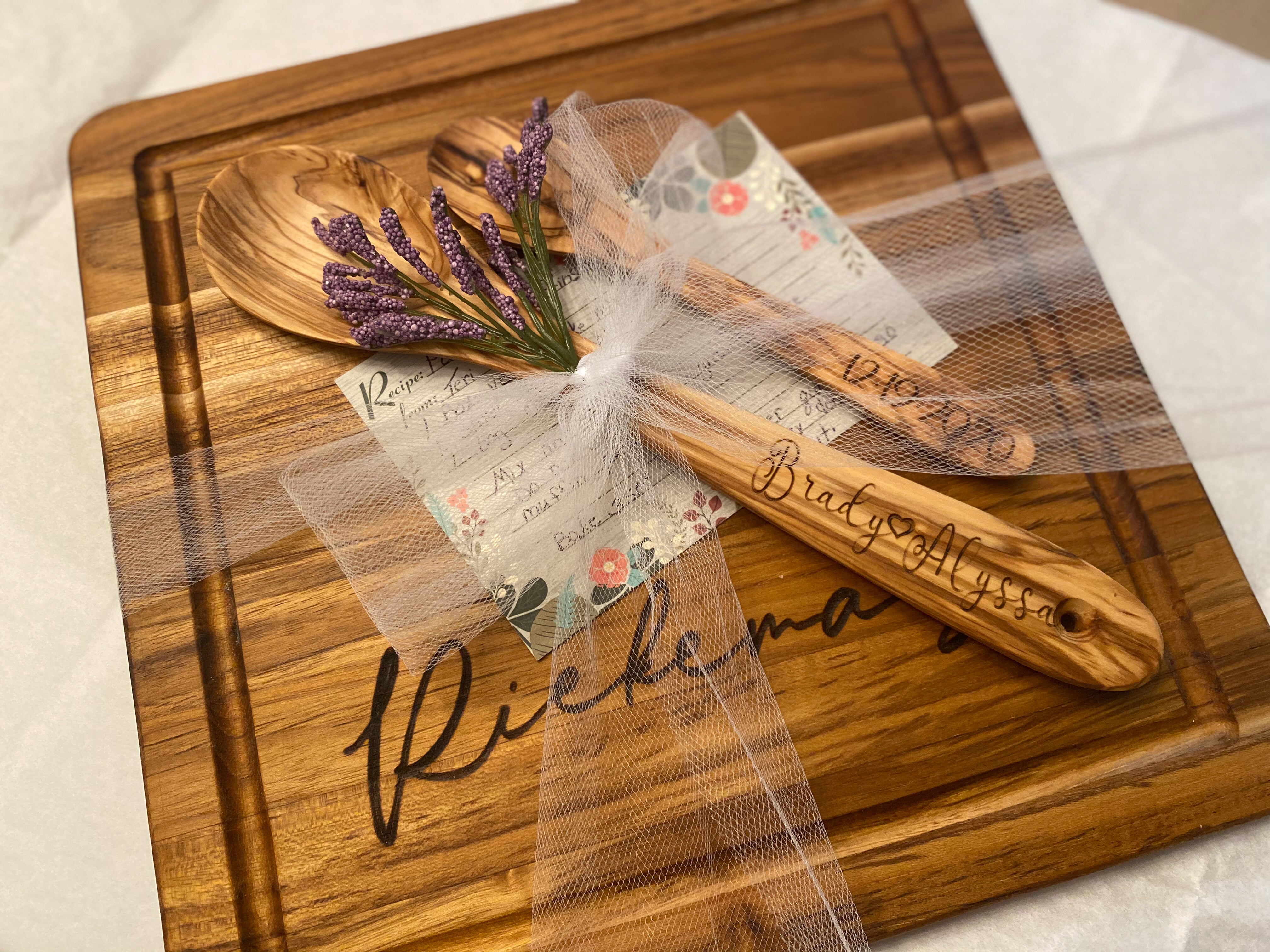 Engraved Olive Wood Set