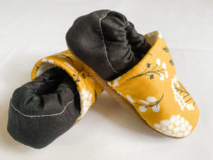 Mustard Floral Moccasins