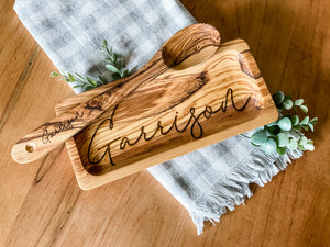 Engraved Olive Wood Set