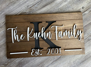 Family Name Plaque