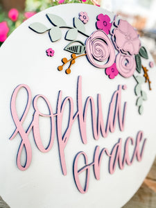 The Sophia Floral Name Round