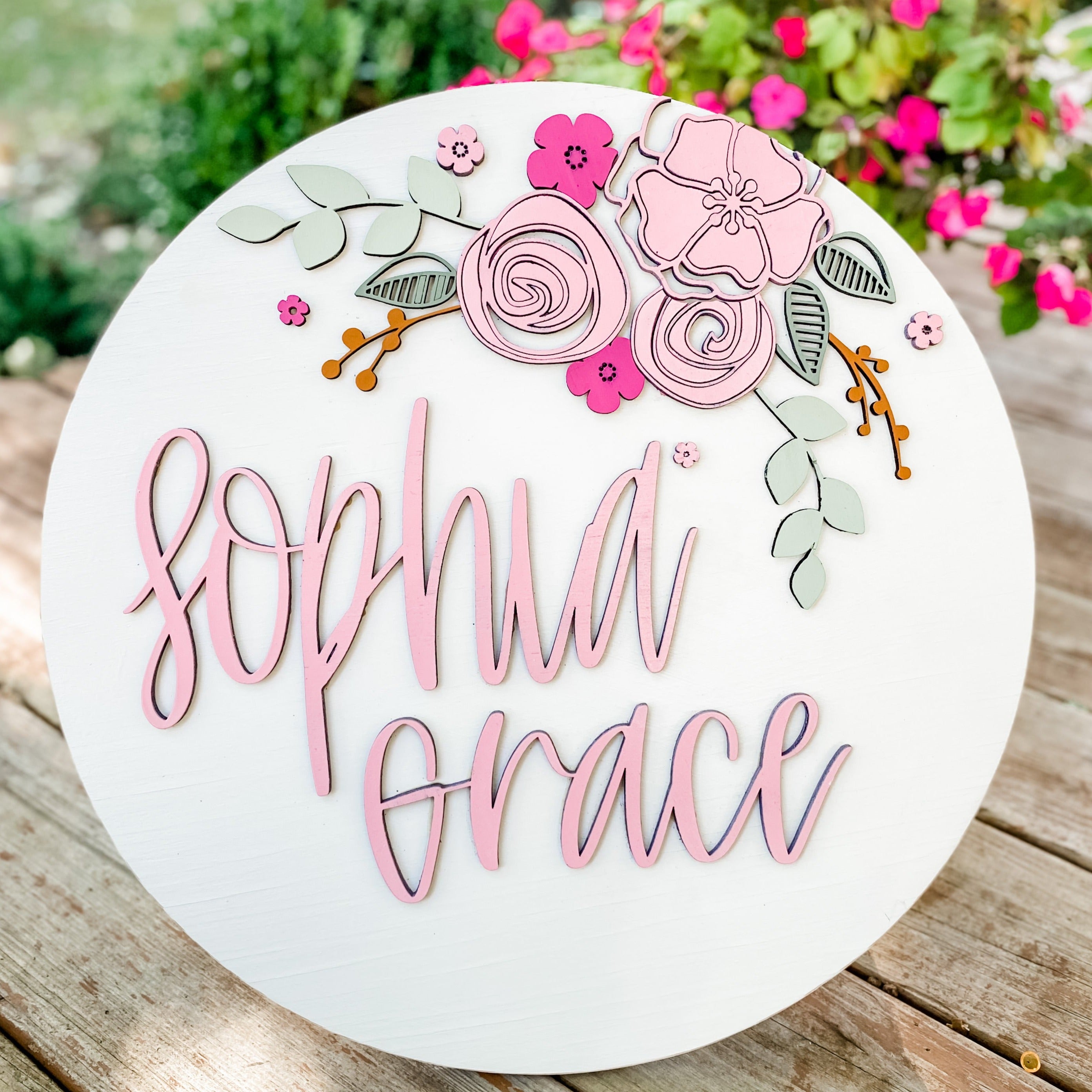 The Sophia Floral Name Round