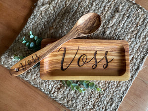 Engraved Olive Wood Set