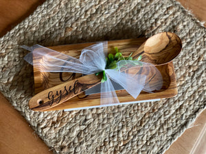 Engraved Olive Wood Set