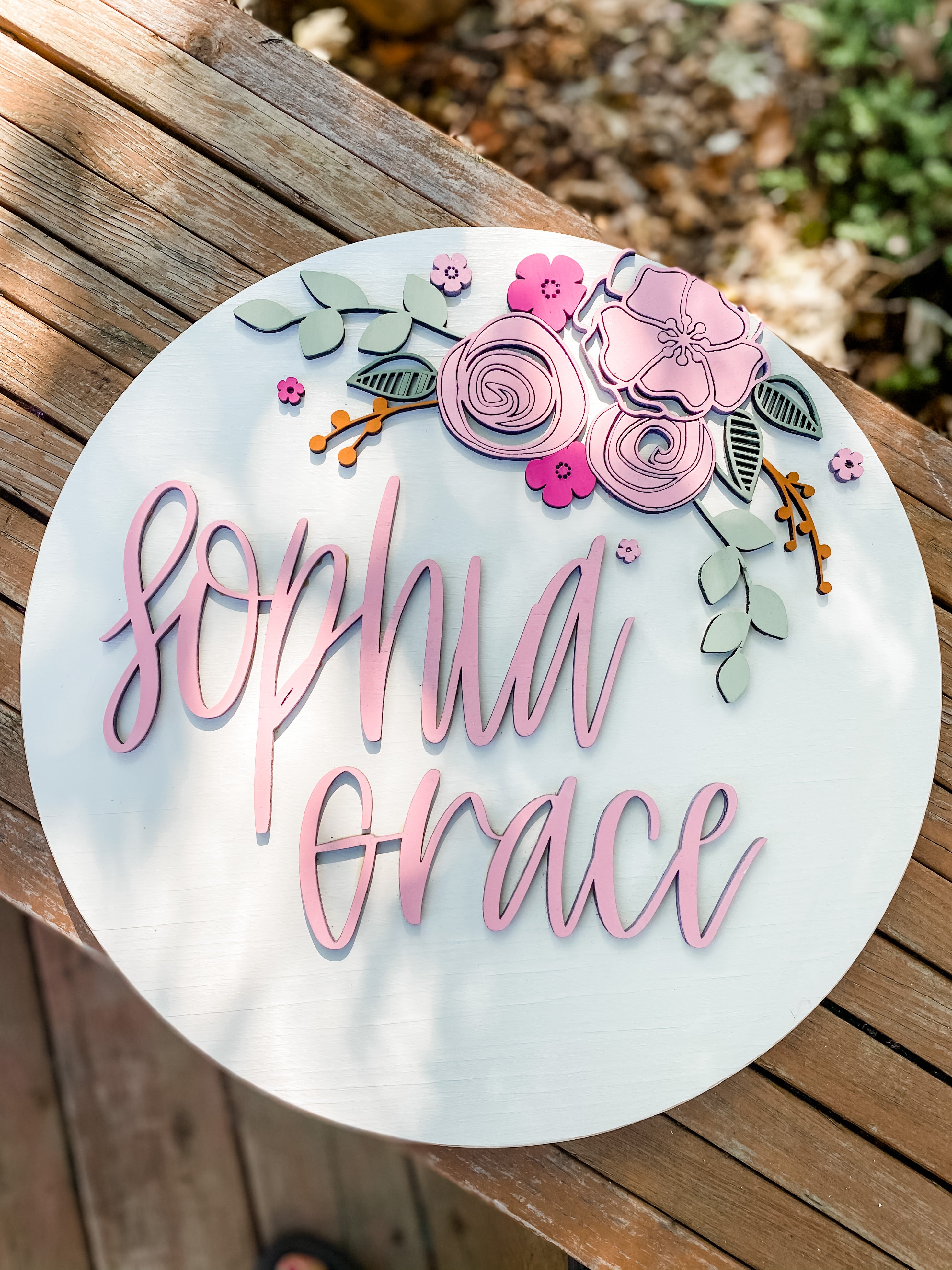 The Sophia Floral Name Round